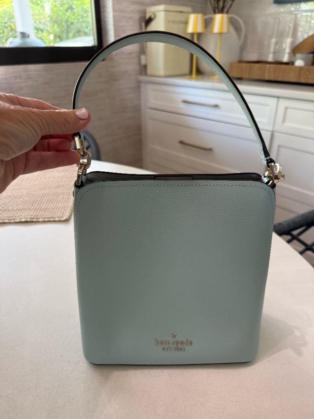 kate spade light blue leather top-handle crossbody bag